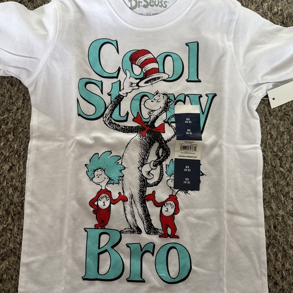Boys Dr Seuss Cat In The Hat" Cool Story Bro"4/5 New